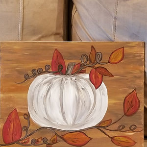 Original 12"x16" Acrylic Painting White Pumpkin